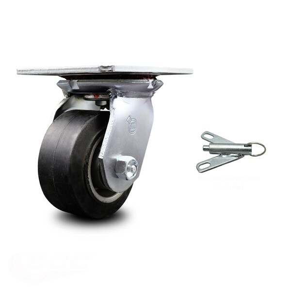 4 Inch Heavy Duty Rubber on Aluminum Caster with Ball Bearing and Swivel Lock